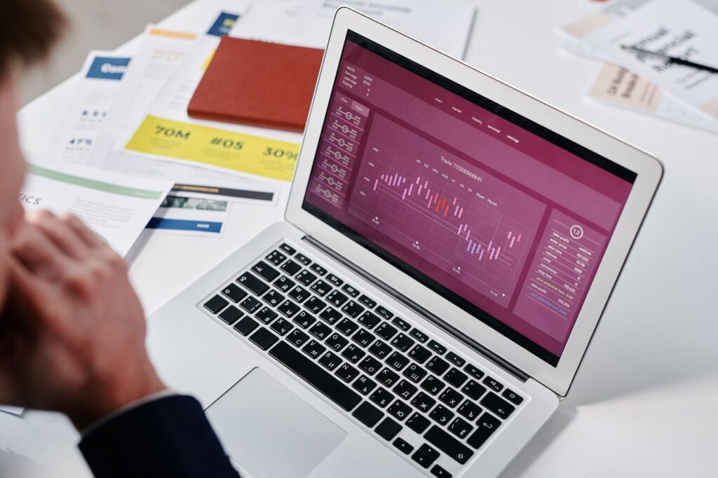 Business analytics dashboard on a computer screen